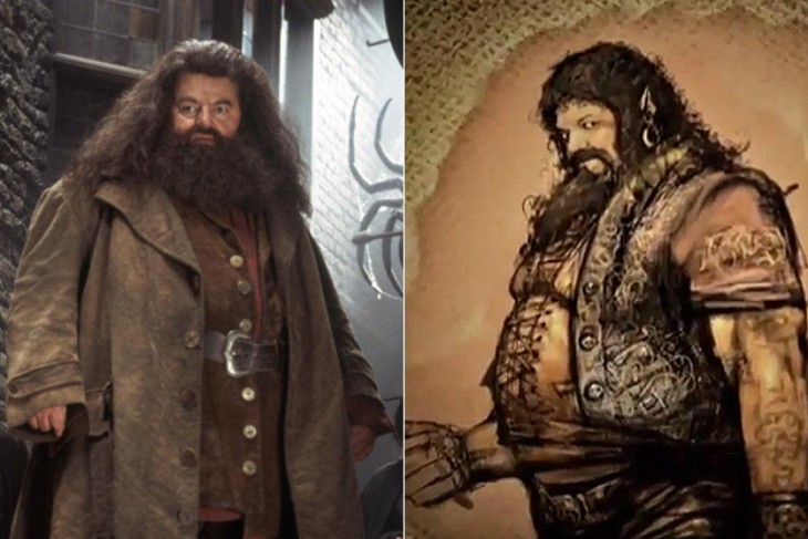 Comparacion del boceto de Hagrid, de "Harry Potter"