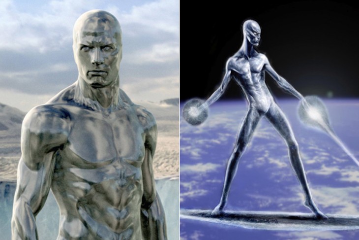 Comparacion de bocetos de Silver Surfer.  "Fantásticos Cuatro Los y Silver Surfer"