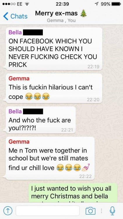 Conversación con sus ex en el mismo whatsapp