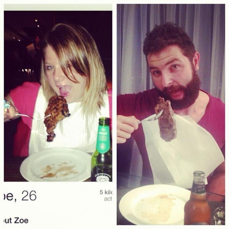 Hombre recrea fotos de mujeres en Tinder comiendo