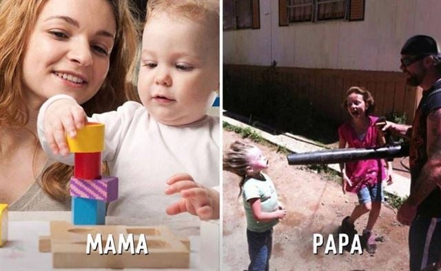 Diferencias entre mamá y papá jugar