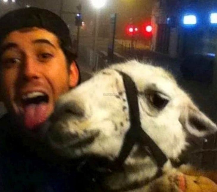 selfie con una llama de los jovenes ebrios que se la robaron