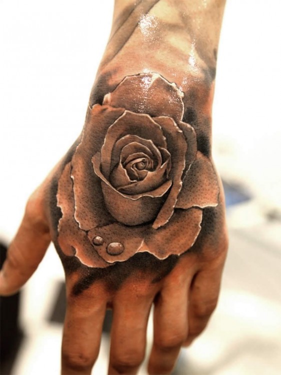 best-tattoo-ideas.net Black-and-White-Rose-on-Hand-Idea