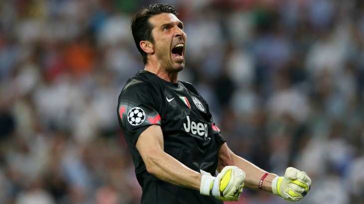 buffon uefa juventus festejando