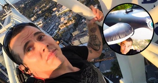 Steve-O es detenido por trepar a una grúa y protestar en contra de Sea World