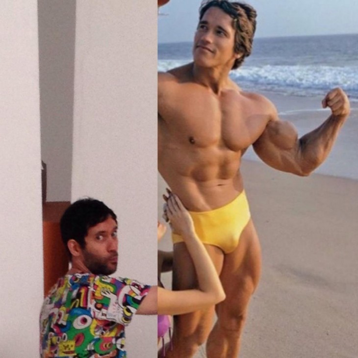 Artista Jon Burgerman photoshop Arnold Schwarzenegger