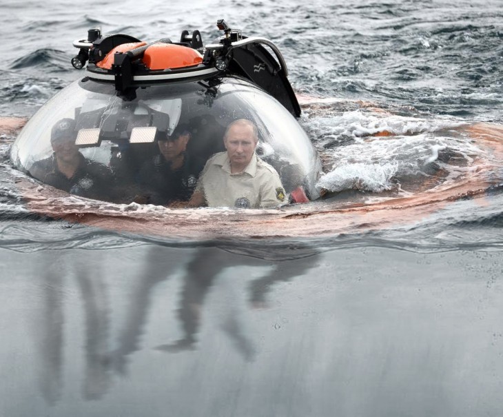 Internet trollea a Putin dentro de su batiscafo con una batalla de Photoshop pies bajo el agua