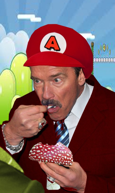 Photoshopean a Arnold Schwarzenegger comiendo un helado Mario