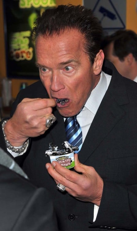 Photoshopean a Arnold Schwarzenegger comiendo un helado coches