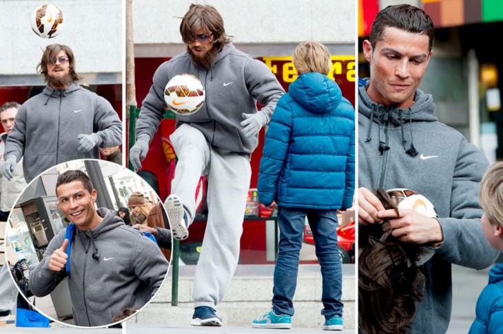 Cristiano Ronaldo se hace pasar por vagabundo