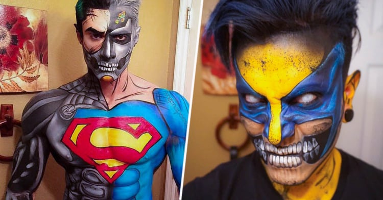 Artista se transforma con maquillaje en Super Héroes