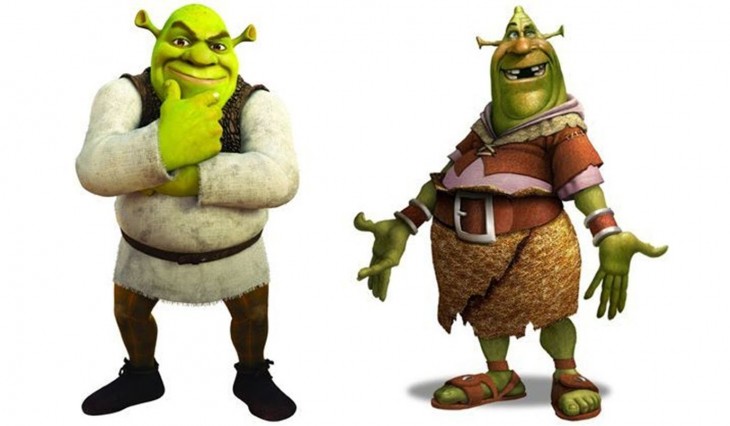 Comparación de bocetos primeros últimos de Shrek