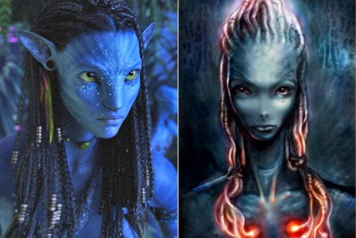 Comparación del boceto primero con el final de Neytiri, “Avatar”