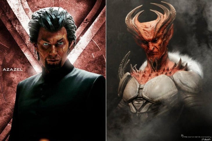 Antes y después de bocetos de Azazel, “X-men: Primera Generación”