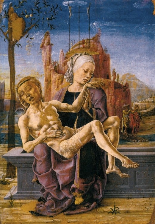 pintura mujer cargando a un hombre