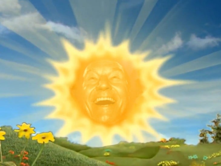 Patrick Stewart photoshop, sol teletubbies