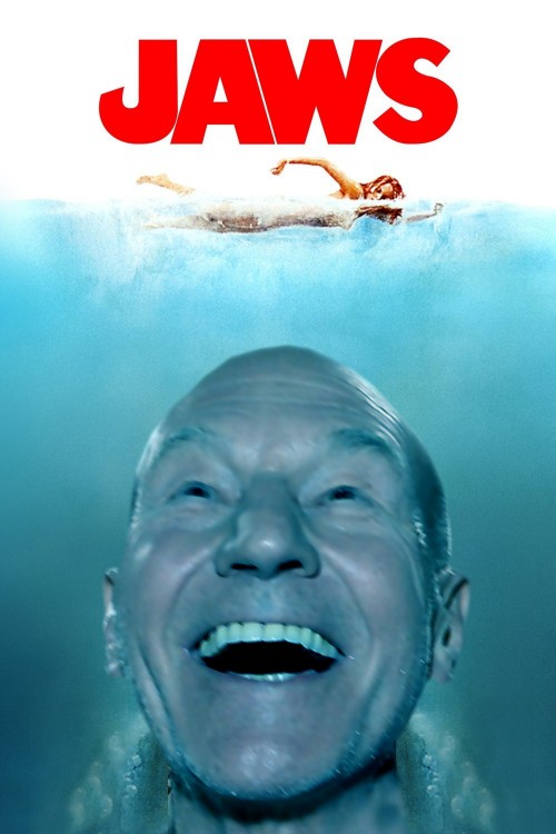 Patrick Stewart photoshop, tiburón