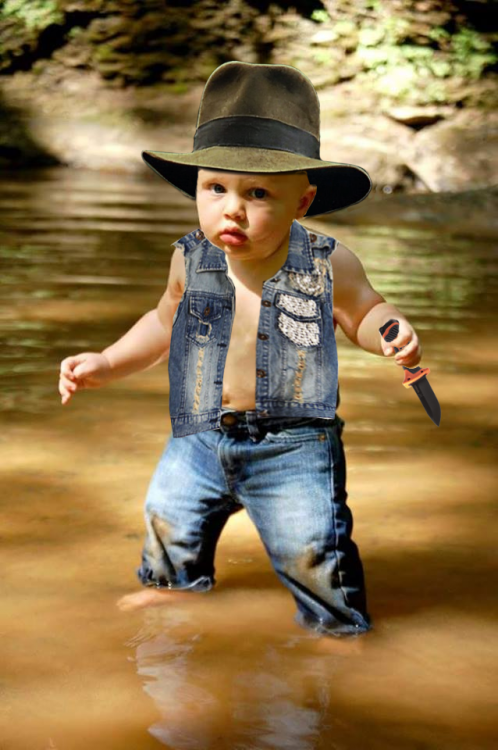Photoshopean a bebé, cazador