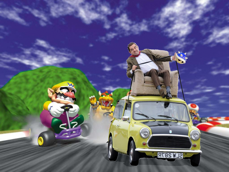 photosopean a mr bean Mario Kart