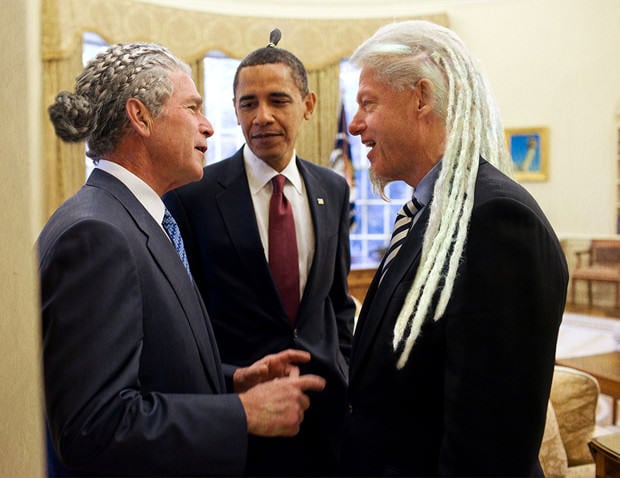 Bush, Obama y Bill Clinton peinado hipster