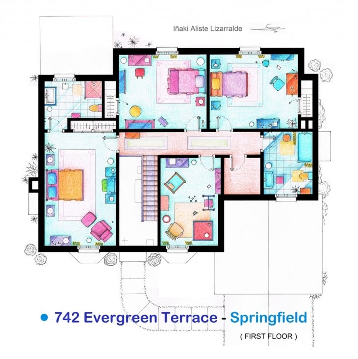 segundo piso plano de la casa de los simpson