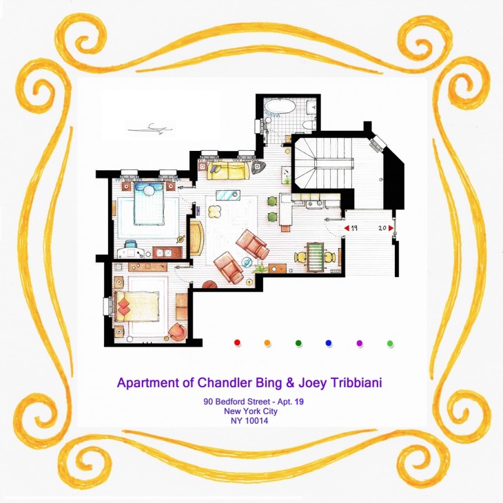 plano del departamento de chandler y joey friends