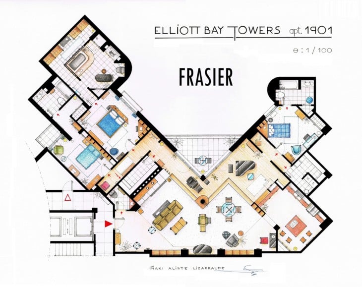 Departamento de frasier plano hecho a mano