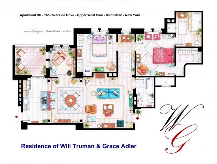 plano del departamento de will truman y grace adler