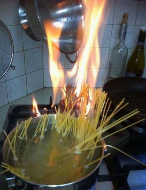 Spaghetti encendido