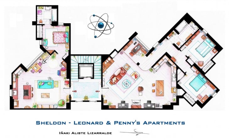 planos de los departamentos de leonard, sheldon y penny