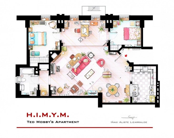 plano del departamento de Ted Mosby