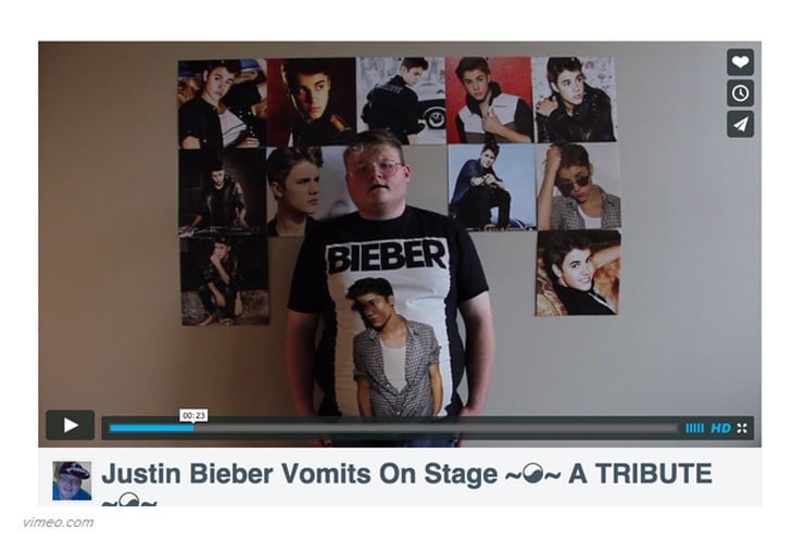 reto vomitar Justin Bieber