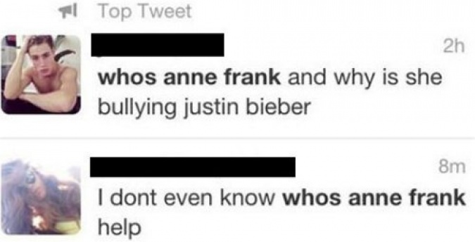 Anna Frank y Justin Bieber