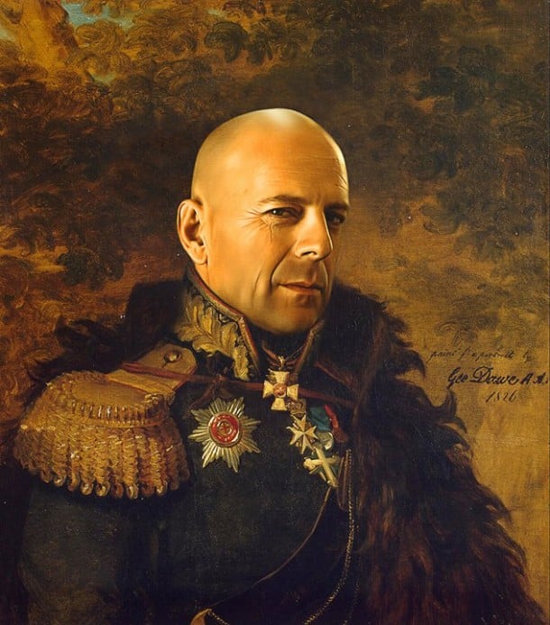 Bruce Willis vestido de general militar steve payne 