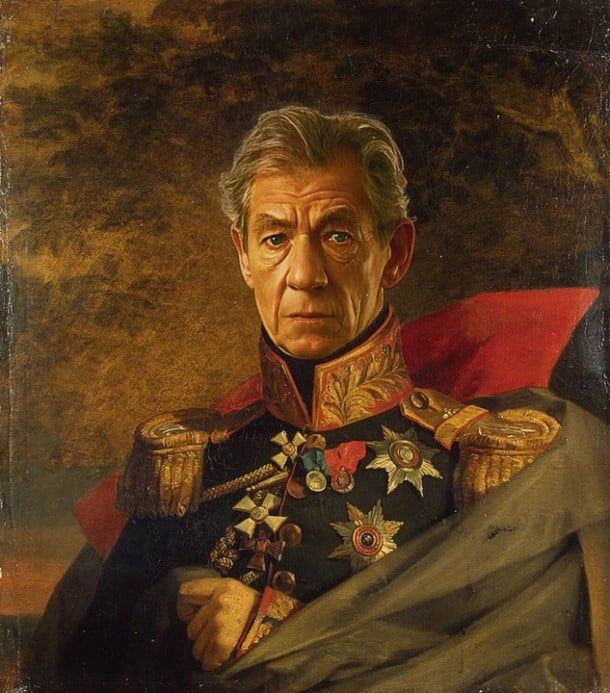 Ian Mckellen retrato de general militar steve payne 