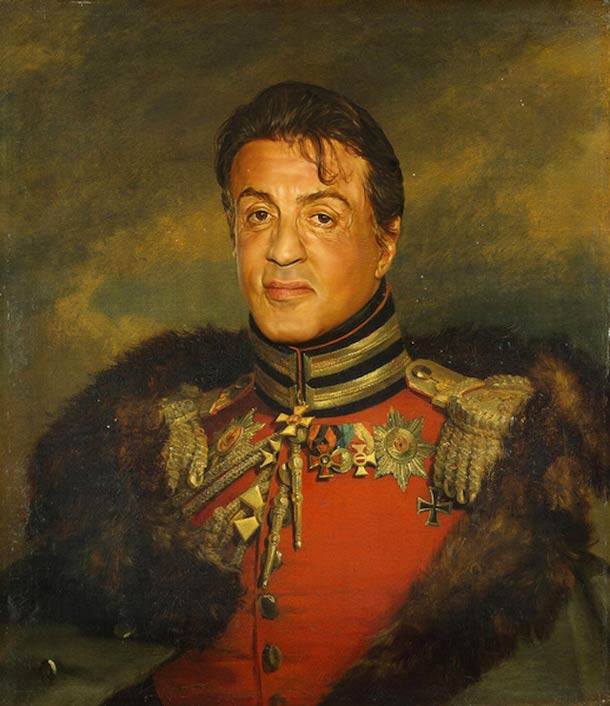 Sylvester Stallone retrato de general militar steve payne 