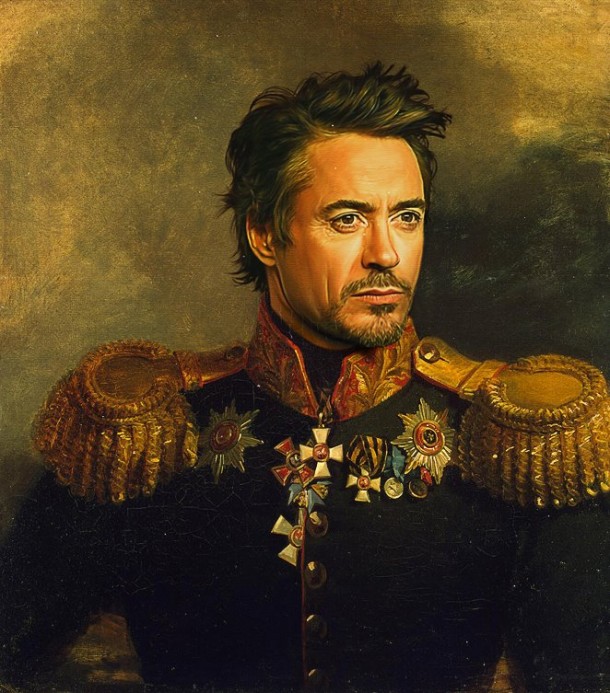 Robert Downey Jr vestido de general militar steve payne 