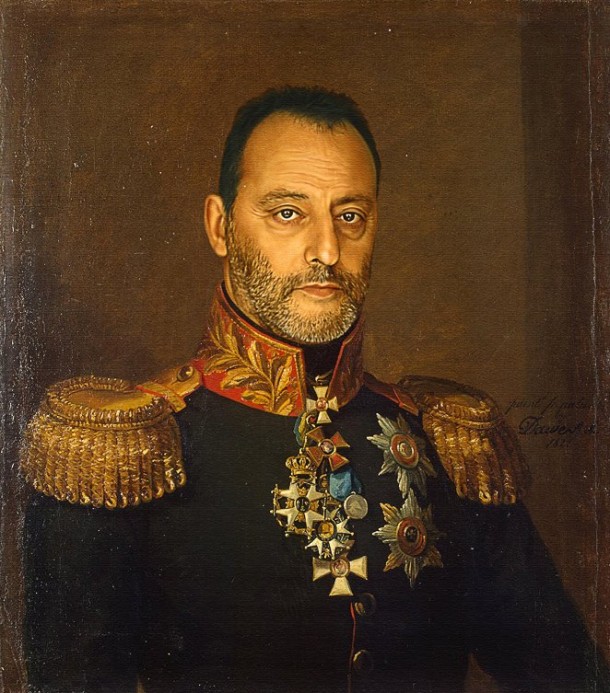 Jean Reno retratado por artista steve payne como militar