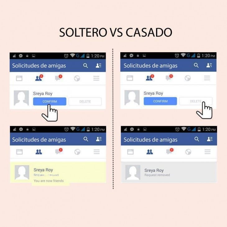 EL STATUS DE FACEBOOK COMO SOLTEROS Y CASADOS