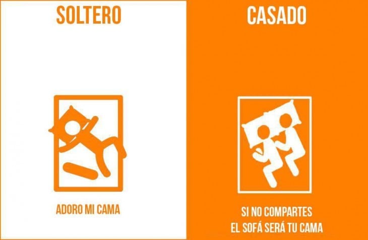 Como duermes cuando eres soltero vs. casado