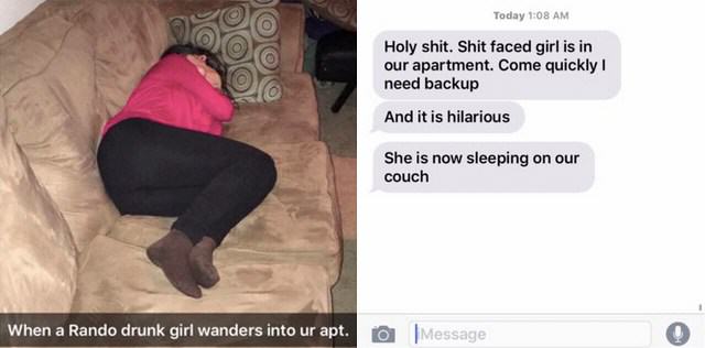 chica borracha en el sillón