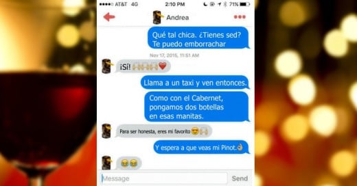 Crea perfil de Tinder haciéndose pasar por botella de vino para conquistar chicas; Esto pasó...