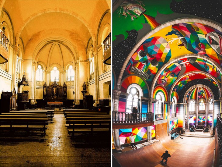 antes y después 'Iglesa Skate' de Llanera