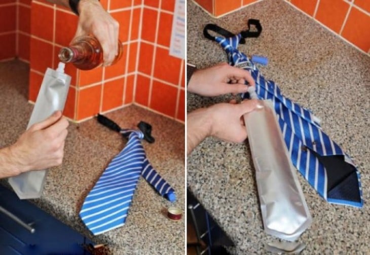 Corbata con una bolsa especial para tus bebidas con alcohol 