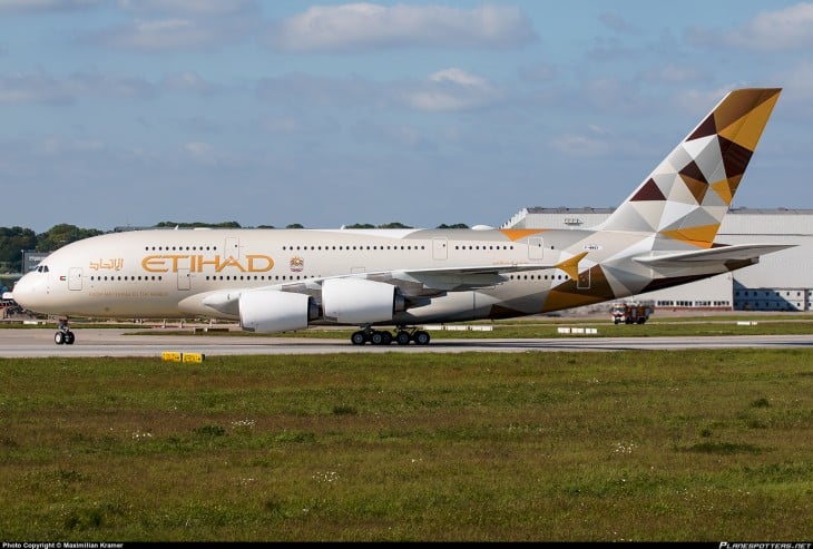 Avión A380 de Etihad Airways