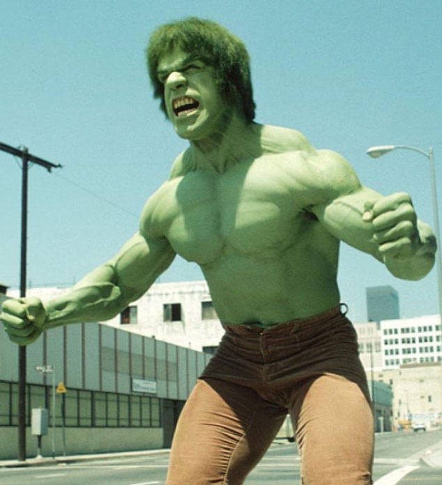 Lou Ferrigno como el increíble Hulk