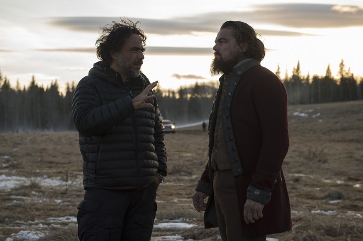 Iñárritu y di Caprio en el set