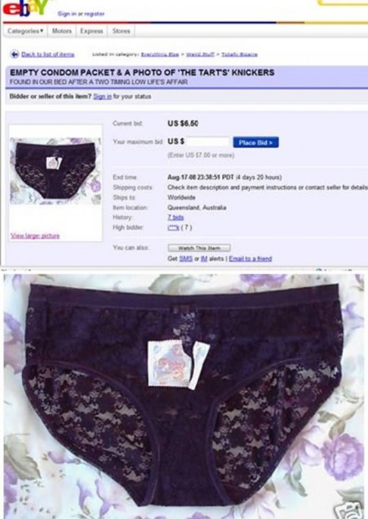 Página de ebay ofrece panties