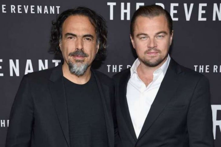 Alejandro González Iñárritu y Leonardo DiCaprio en estreno de The Revenant