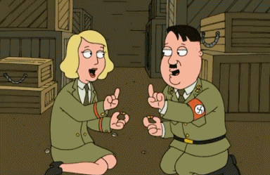 Eva Braun y Hitler en dibujos animados